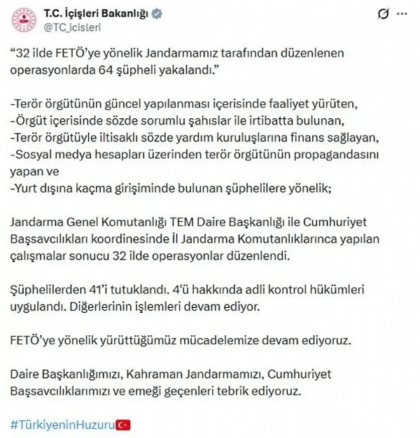 32 İlde FETÖ Operasyonu! Çok Sayıda Şüpheli Yakalandı